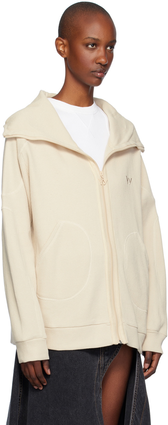 OPEN YY Beige Waffle Balaclava Hoodie