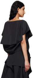 132 5. ISSEY MIYAKE Black Bubble Solid Blouse
