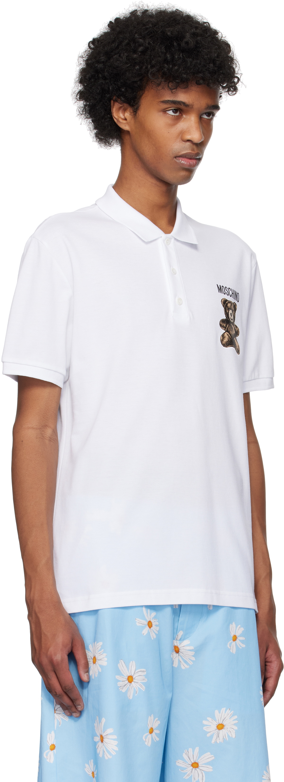 Moschino White Teddy Bear Polo