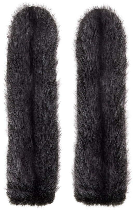 Photo: Anna Sui Gray SSENSE Exclusive Mink Faux-Fur Mittens