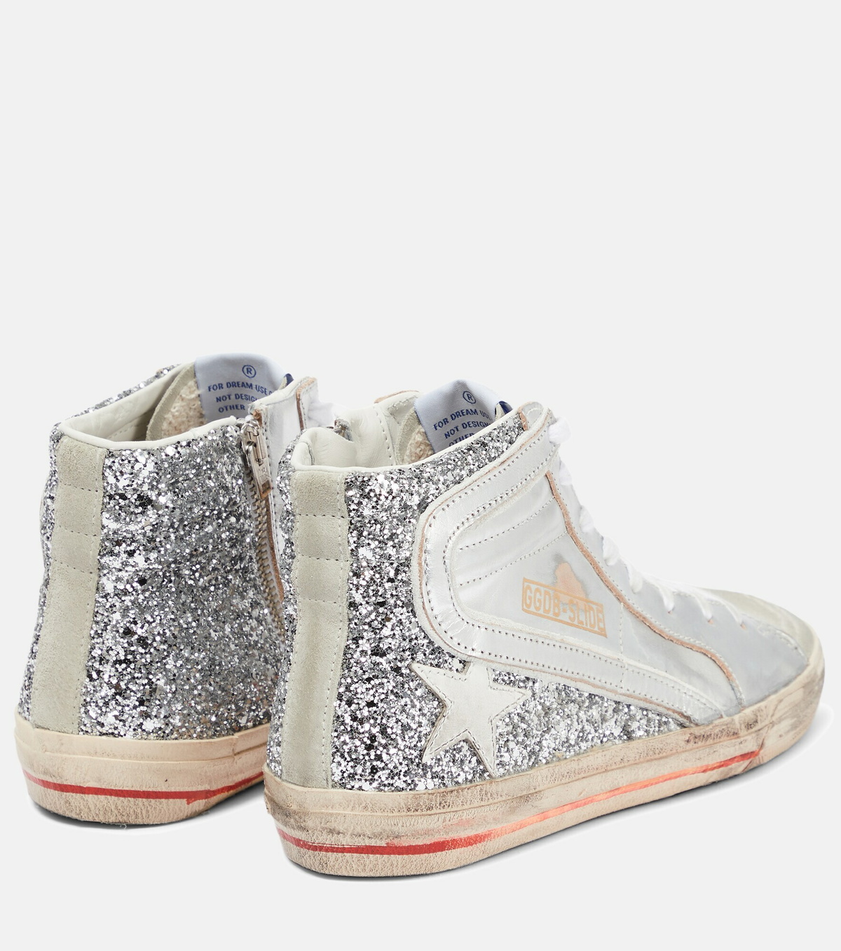GOLDEN GOOSE Size 8 Grey & Pink Leather Pony Hair Slide Sneakers main image 1