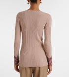 Valentino Gathered lace-trimmed cashmere sweater