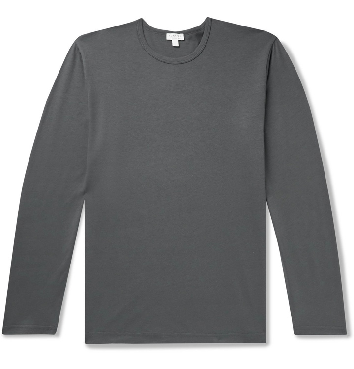 Photo: Sunspel - Lounge Cotton and Modal-Blend Jersey T-Shirt - Gray