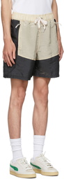 Rhude Black & Beige Puma x Rhuigi Edition Moiré Shorts