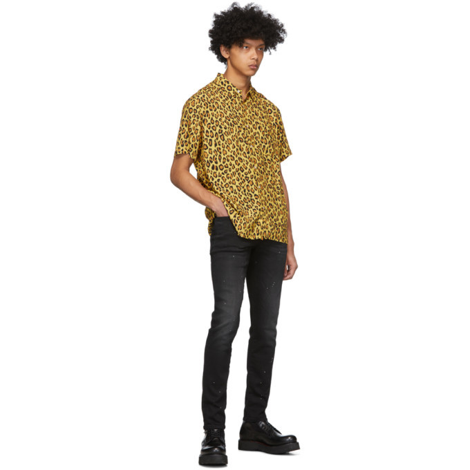 R13 Yellow and Black Leopard Tony Shirt R13