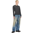 424 Black Long-Sleeve Thermal Jersey Henley