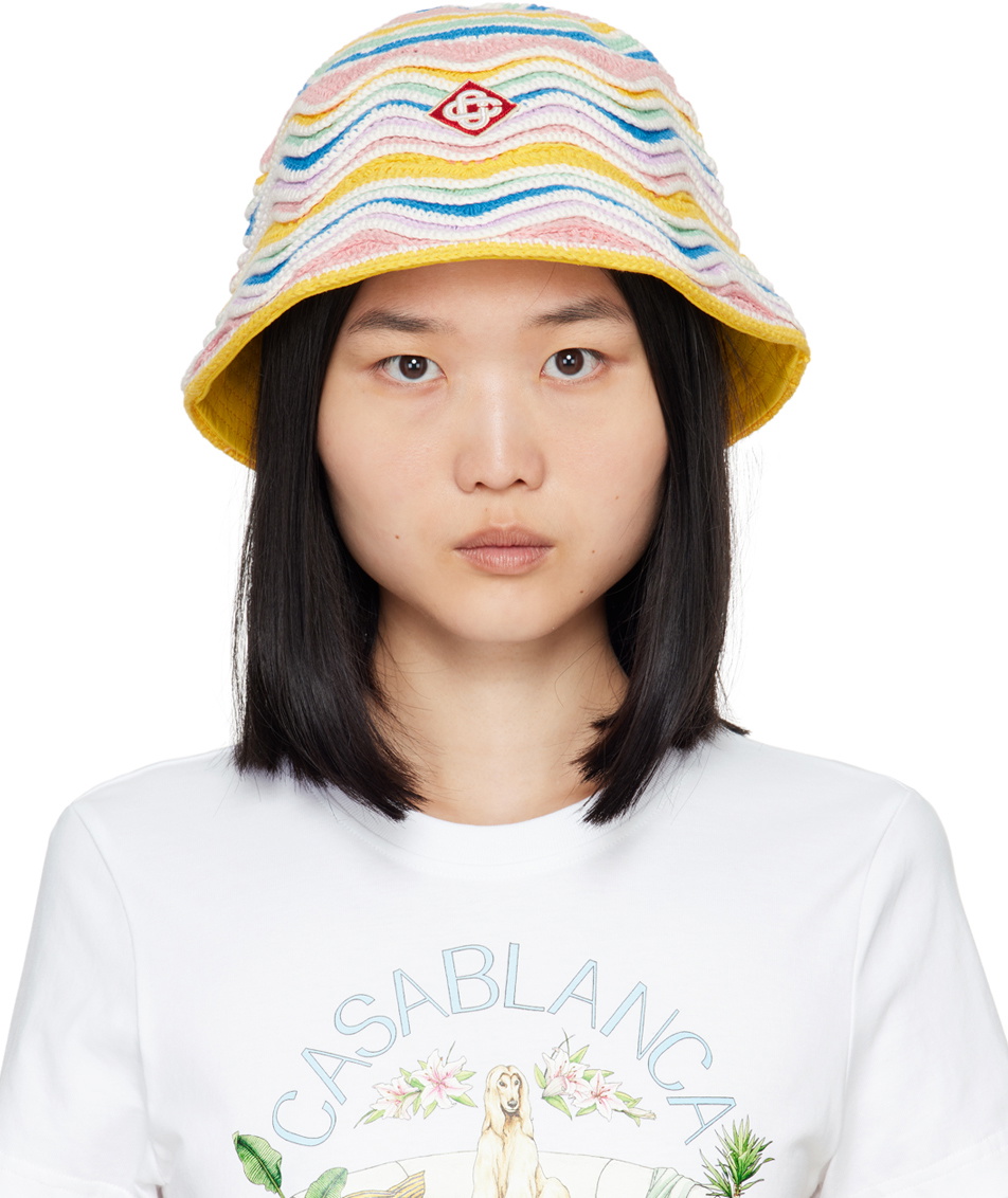 カサブランカ　Casablanca モノグラム クロシェハット Casablanca Multicolor Monogram Crochet Bucket Hat Casablanca