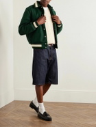 Golden Bear - Byron Striped Padded Wool-Blend Felt Varsity Jacket - Green