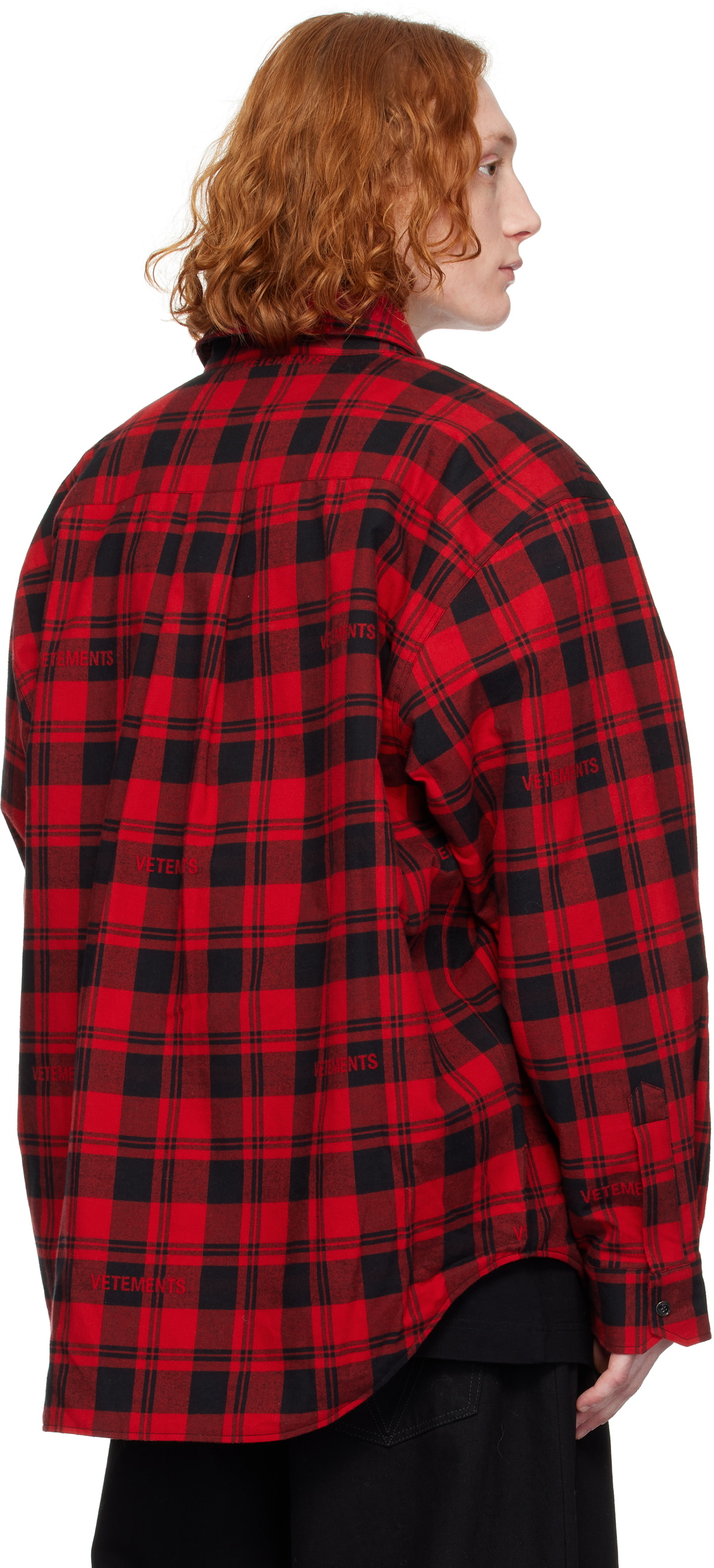 VETEMENTS Red Padded Flannel Overshirt Vetements