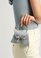 Self-portrait Micro Crystal-embellished Denim top Handle bag - Blue - One Size