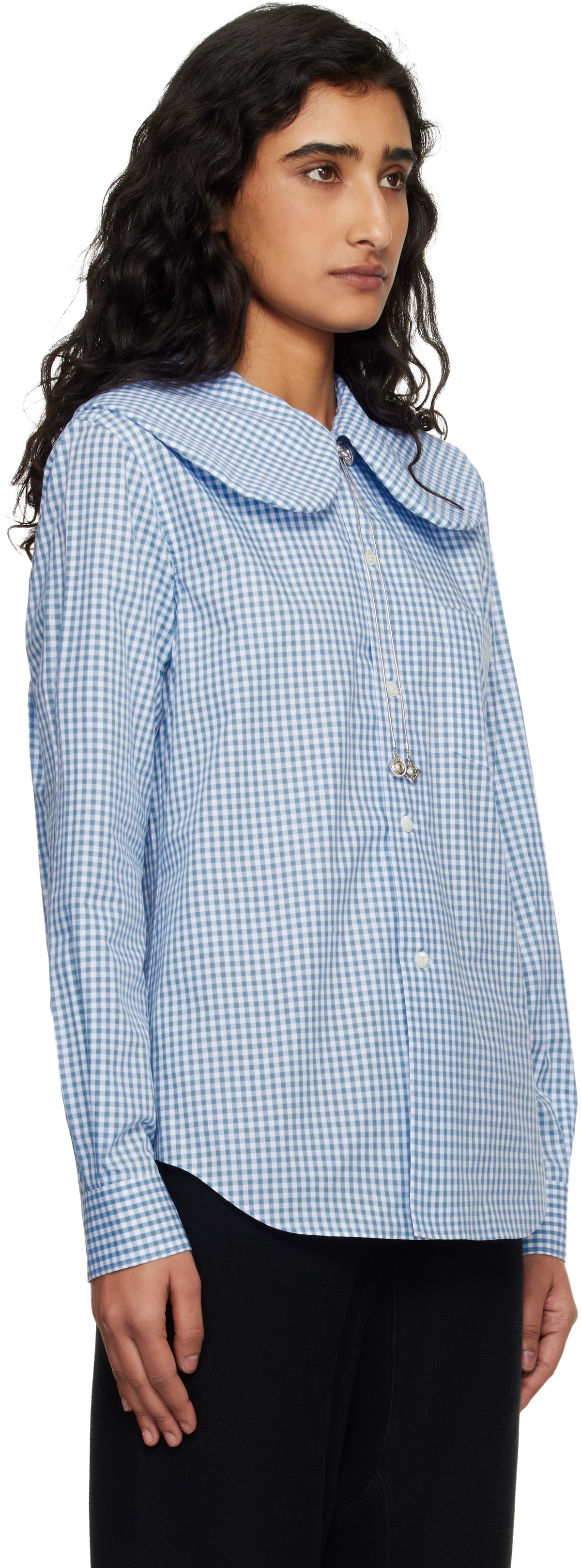 Comme des Garçons Girl Blue & White Cotton Poplin Gingham Check Shirt