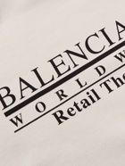 Balenciaga - Logo-Print Cotton-Jersey Hoodie - Neutrals