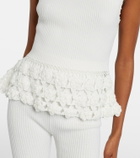 Ganni Crochet-trimmed ribbed cotton-blend top
