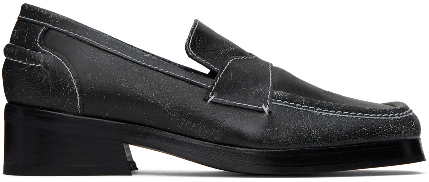 靴 ECKHAUS LATTA Black Stacked Loafers ECKHAUS LATTA Black Stacked Loafers