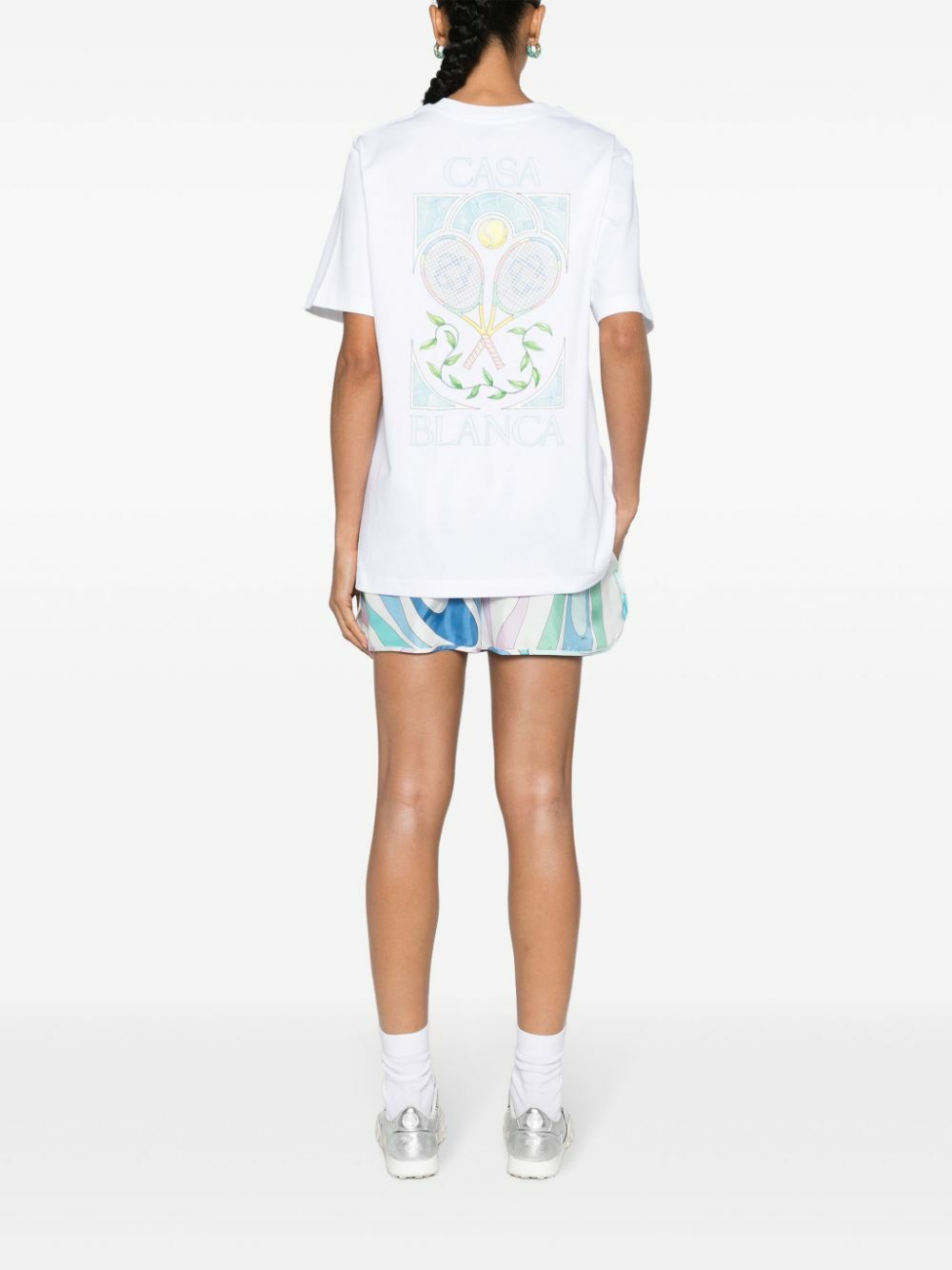 Casablanca White Logo Print Organic Cotton T-Shirt