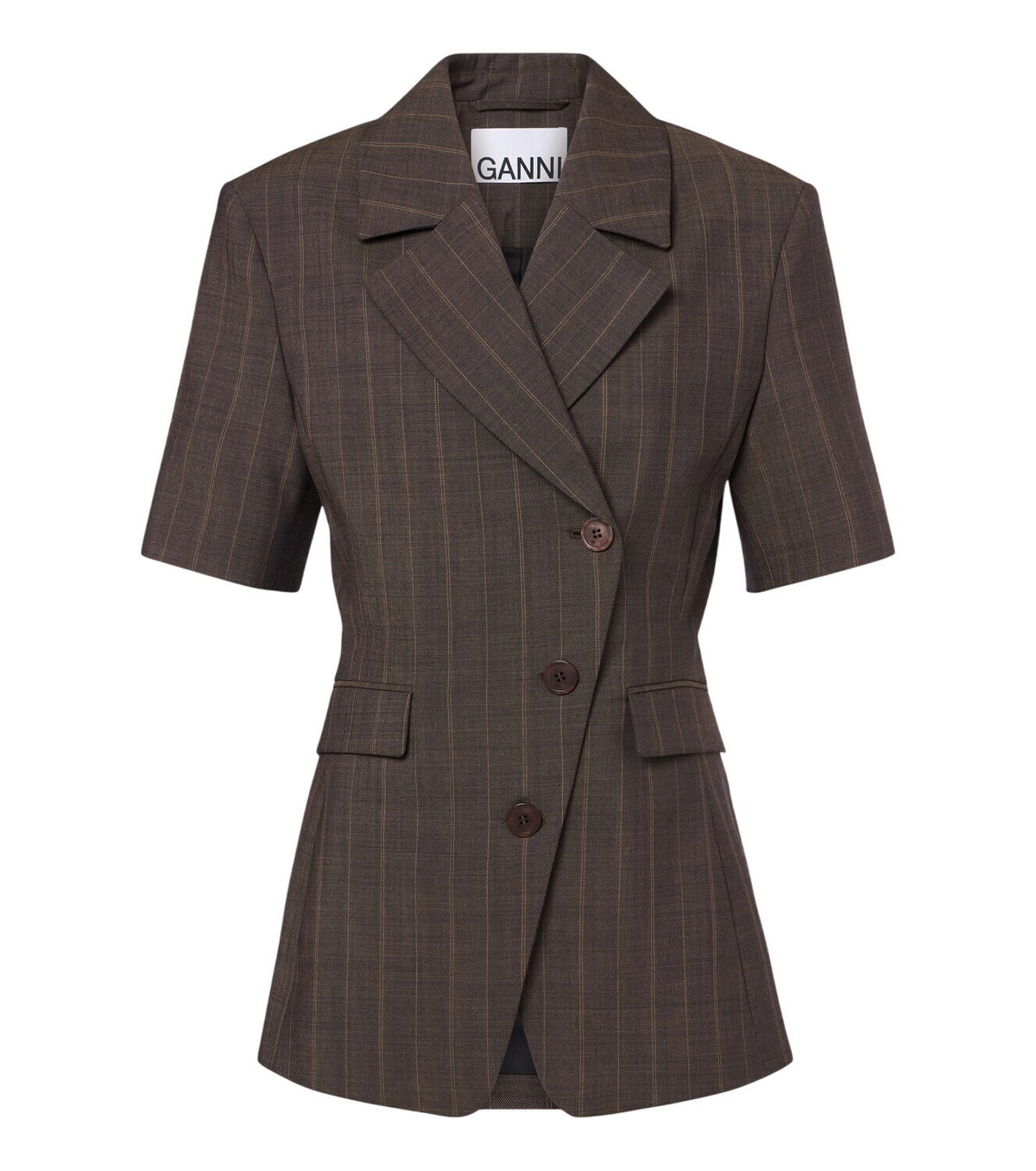 Ganni Drapey Stripe Suiting Oversized Blazer Black Blazers GANNI