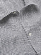 De Petrillo - Houndstooth Linen Shirt - Blue