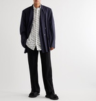 Balenciaga - Oversized Double-Breasted Pleated Wool-Blend Blazer - Blue