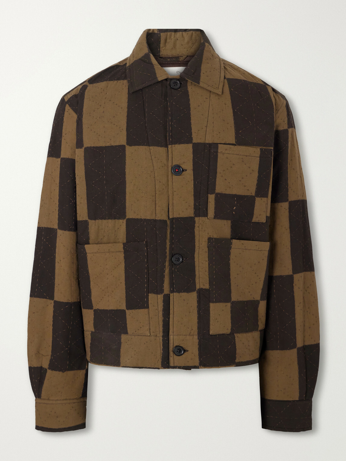 Kardo - Bodhi Embroidered Checked Cotton Blouson Jacket - Brown