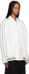 Pushbutton White Zip Jacket