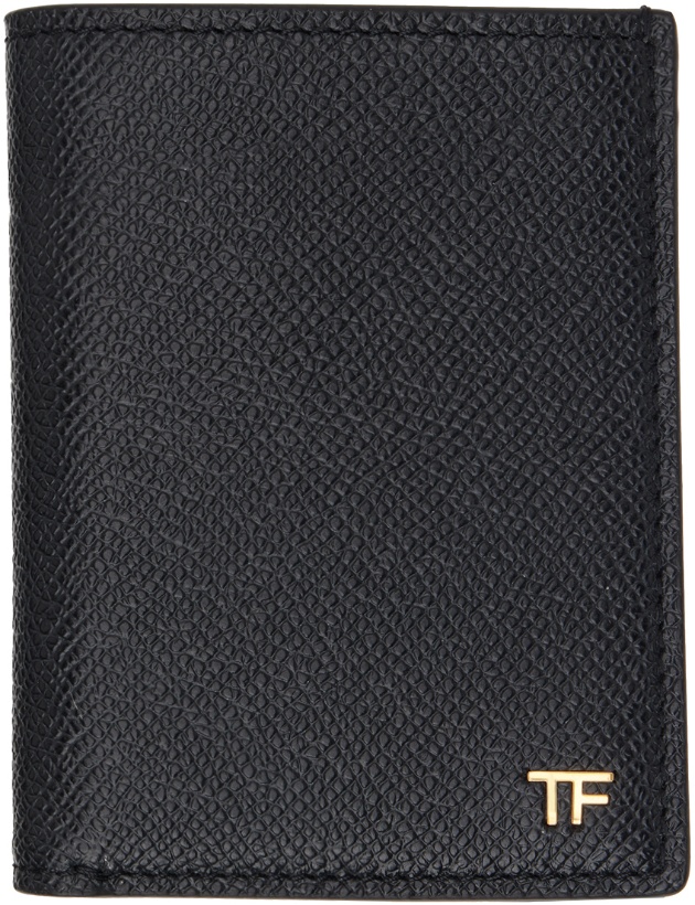 Photo: TOM FORD Black Small Grain Leather Folding Card Holder