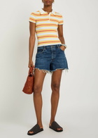 Simkhai Luka Striped Cotton-blend Polo top Yellow