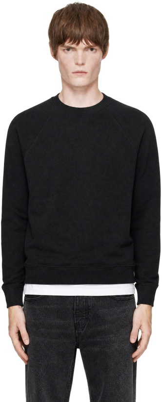 Photo: AMI Paris Black Cotton Embossed Ami de Coeur Sweatshirt