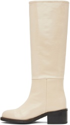 Reike Nen Off-White Grained Tall Boots