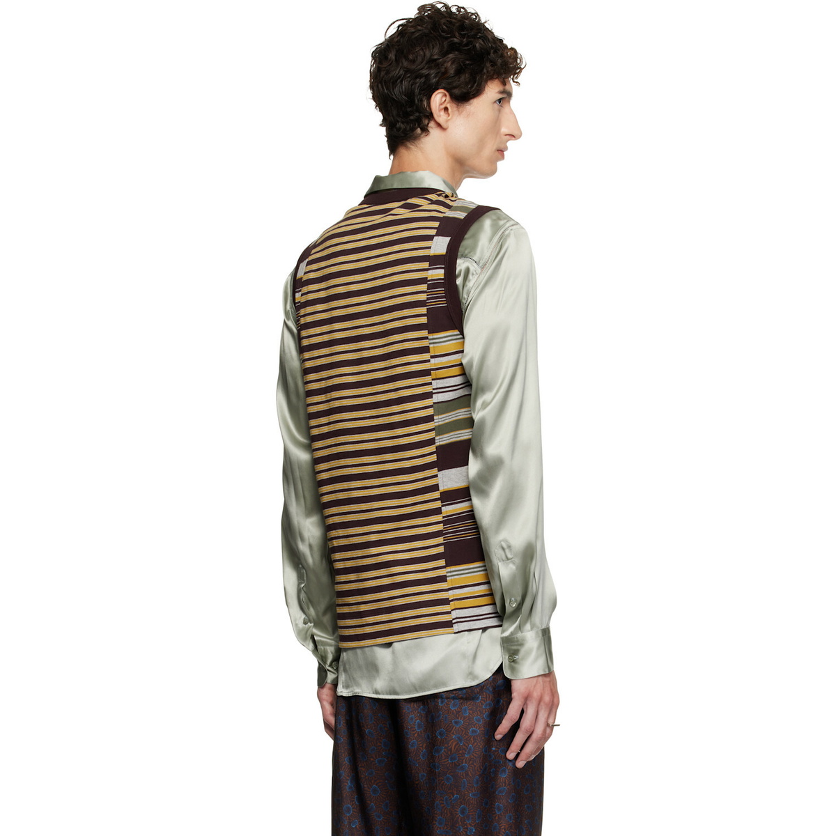 Dries Van Noten Brown & Yellow Striped Cotton Tank Top
