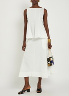 Khaite Artin Flared Cotton-poplin Midi Skirt White