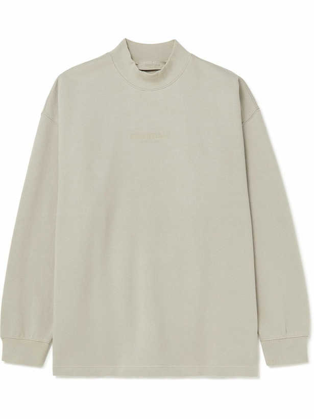 Photo: FEAR OF GOD ESSENTIALS - Logo-Appliquéd Cotton-Blend Jersey Sweatshirt - Gray