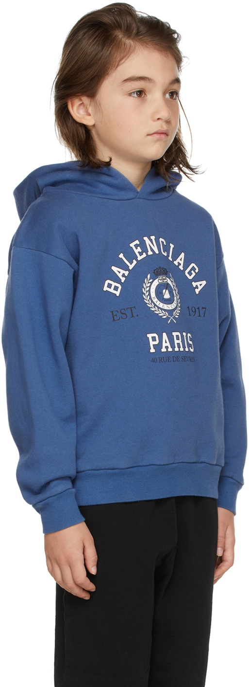 Balenciaga Kids Kids Blue Logo Hoodie Balenciaga Kids