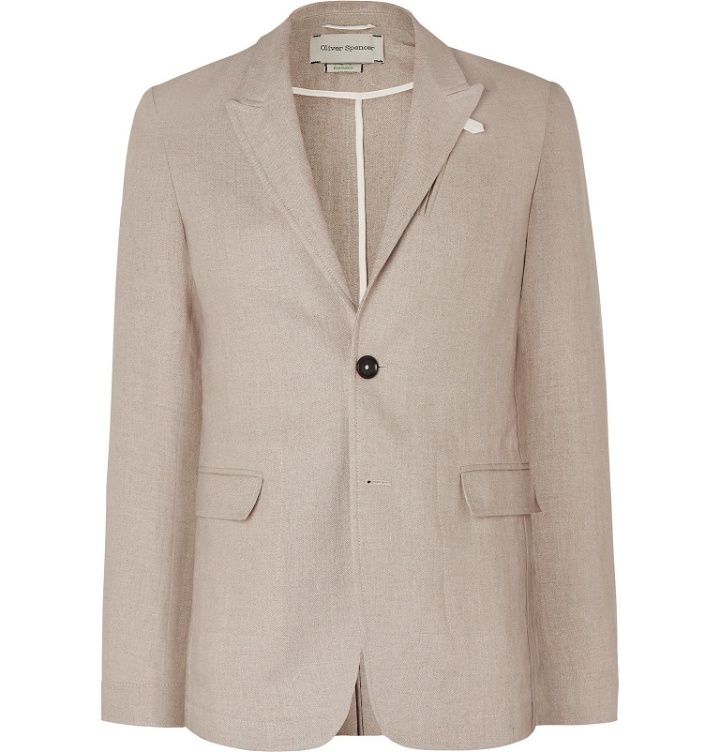 Photo: Oliver Spencer - Beige Brookes Unstructured Linen Suit Jacket - Neutrals