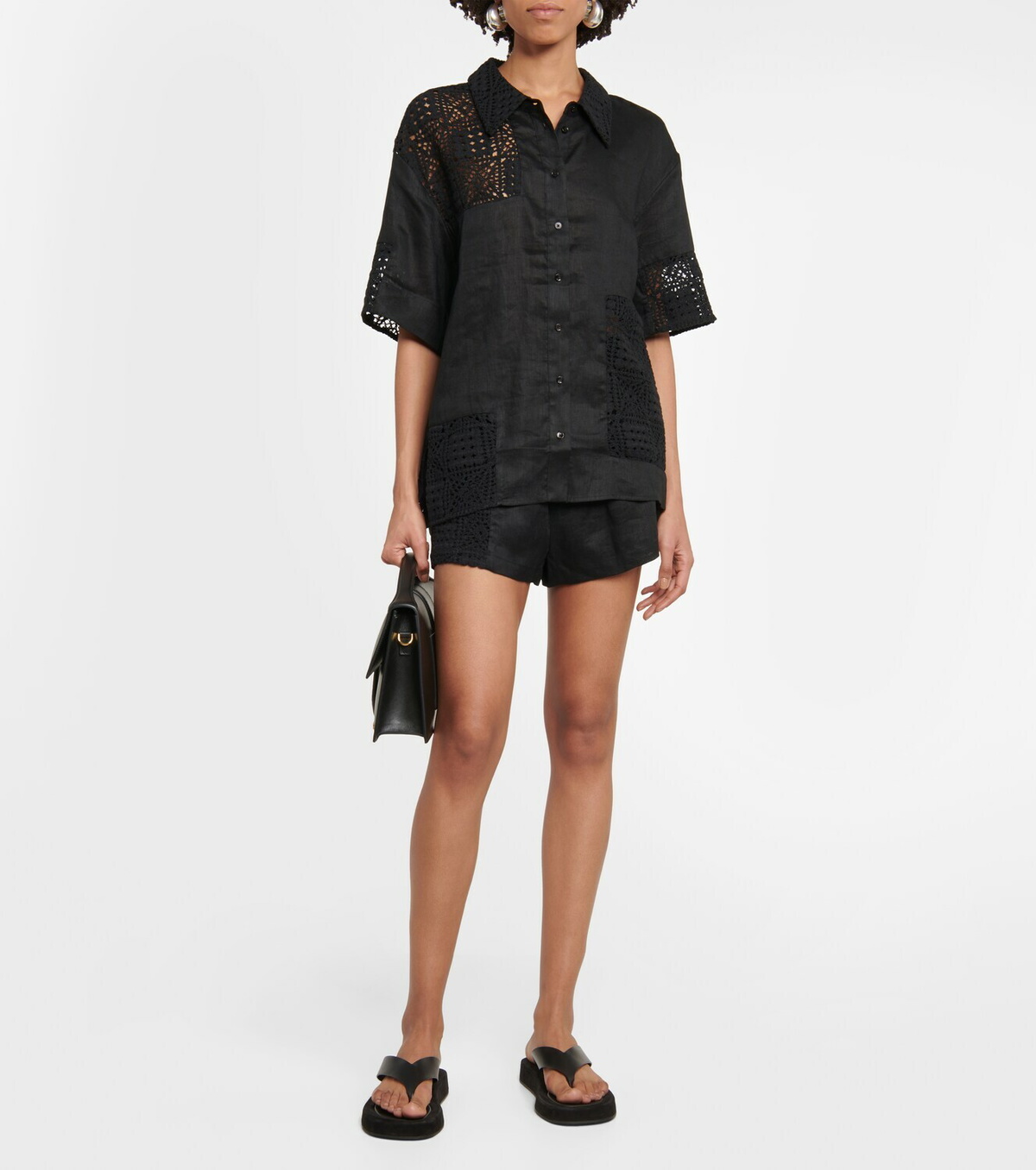 SIR Rayure patchwork cotton shirt