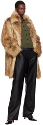 Recto Beige 70s Orchid Faux-Fur Coat