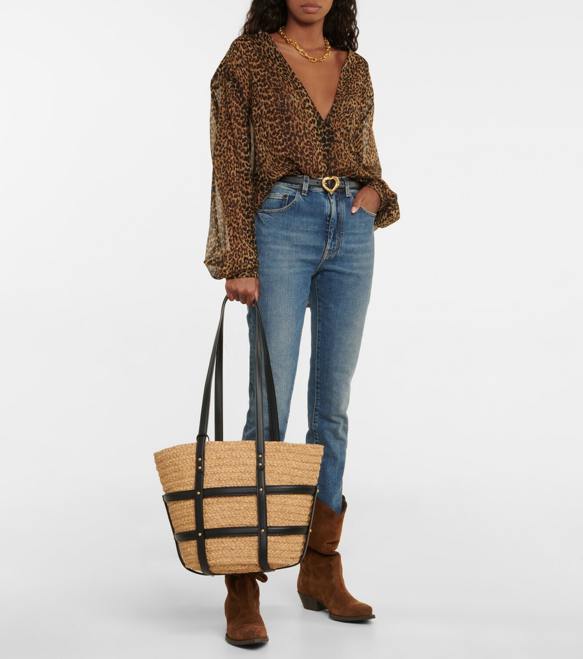 Saint Laurent Panier Medium raffia tote Saint Laurent