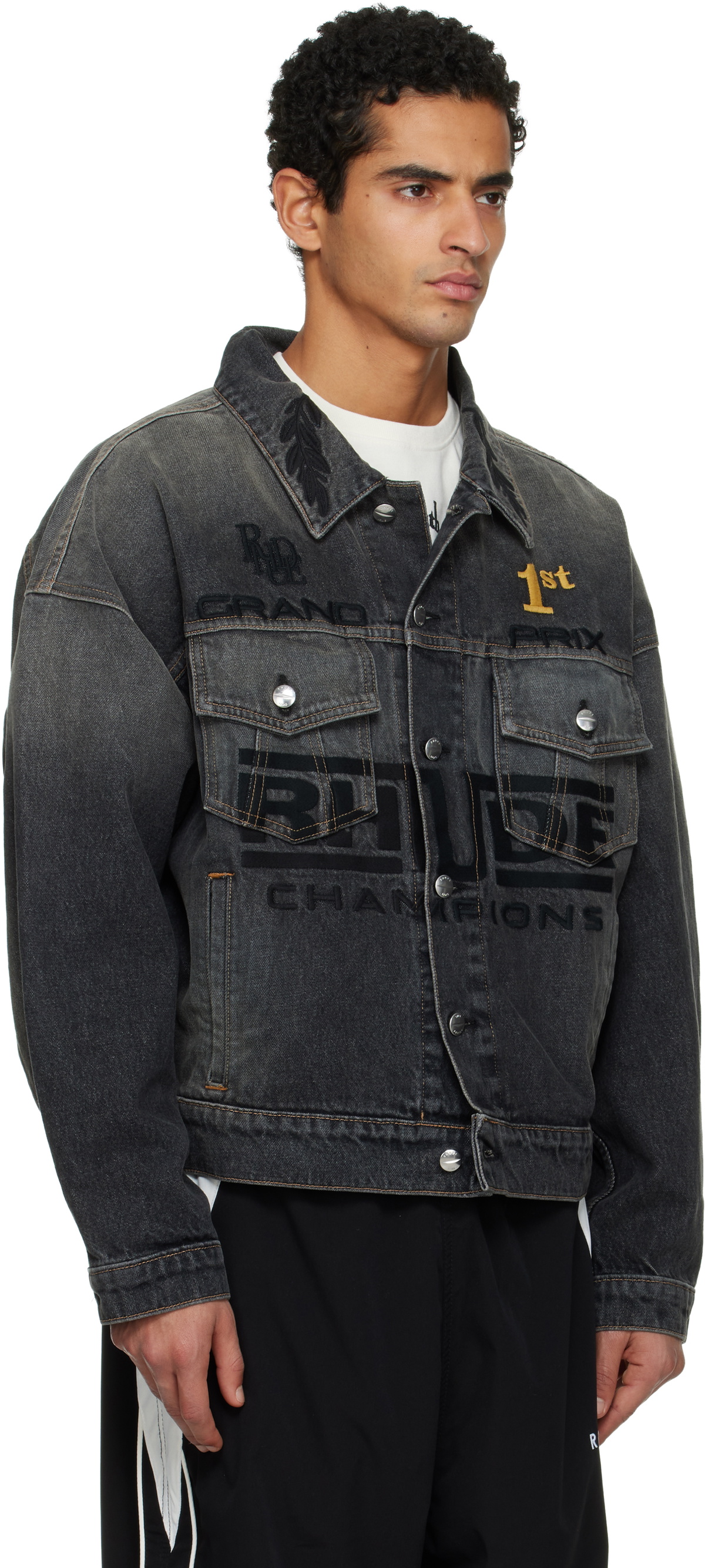 Rhude Black Tire Trucker Denim Jacket