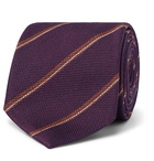 Brioni - 8cm Striped Silk-Jacquard Tie - Burgundy