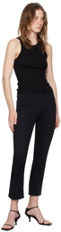 FRAME Black 'Le High Straight' Jeans