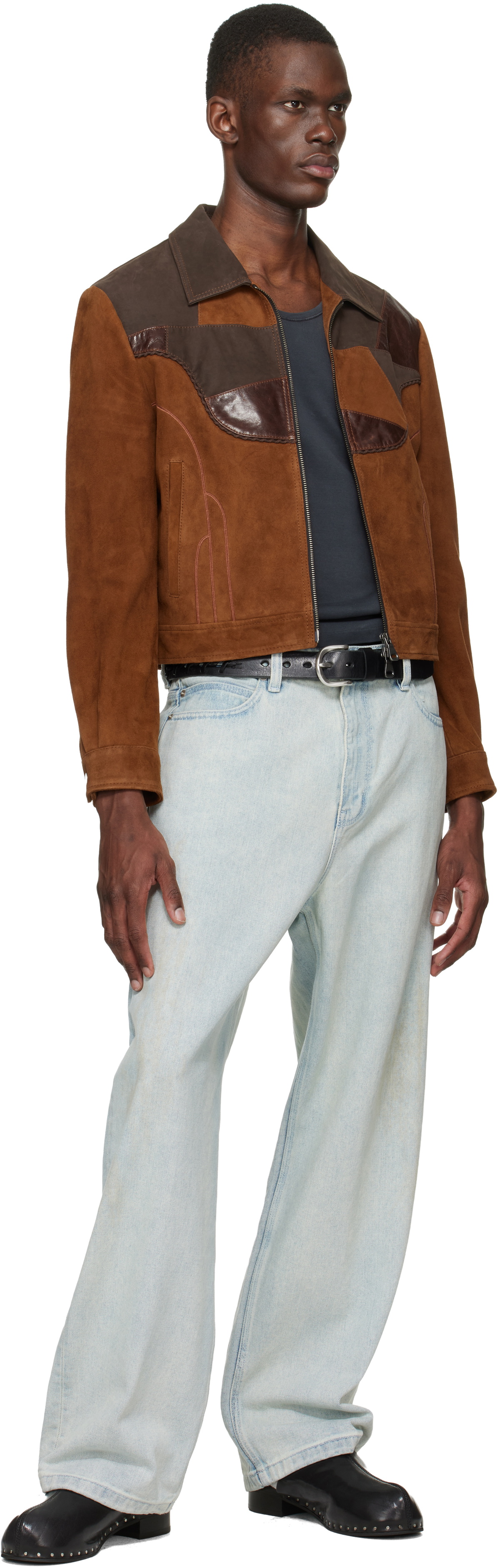 Andersson Bell Brown Harvey Patchwork Suede Jacket