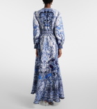 Camilla Printed linen and silk maxi dress