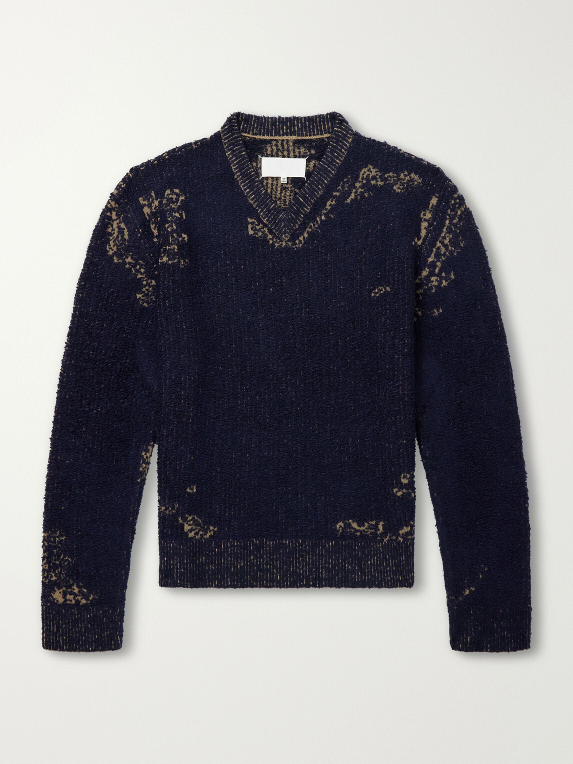 Maison Margiela - Acid-Effect Bouclé-Jacquard Cotton-Blend Sweater - Blue