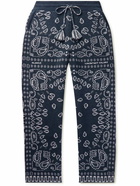 Alanui - Wide-Leg Bandana-Jacquard Virgin Wool-Blend Sweatpants - Blue