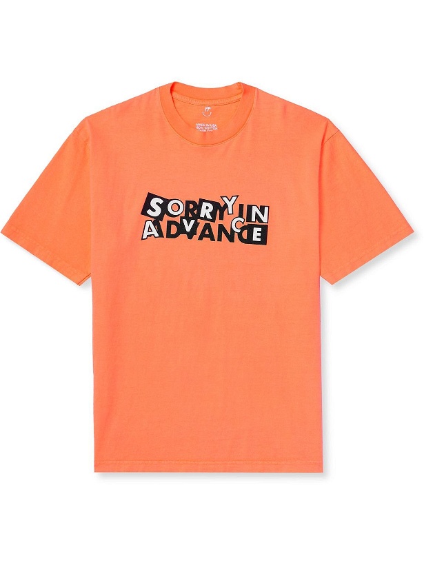 Photo: Sorry In Advance - Logo-Print Cotton-Jersey T-Shirt - Orange