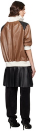 ALL-IN Brown & Black Leather Bomber Minidress
