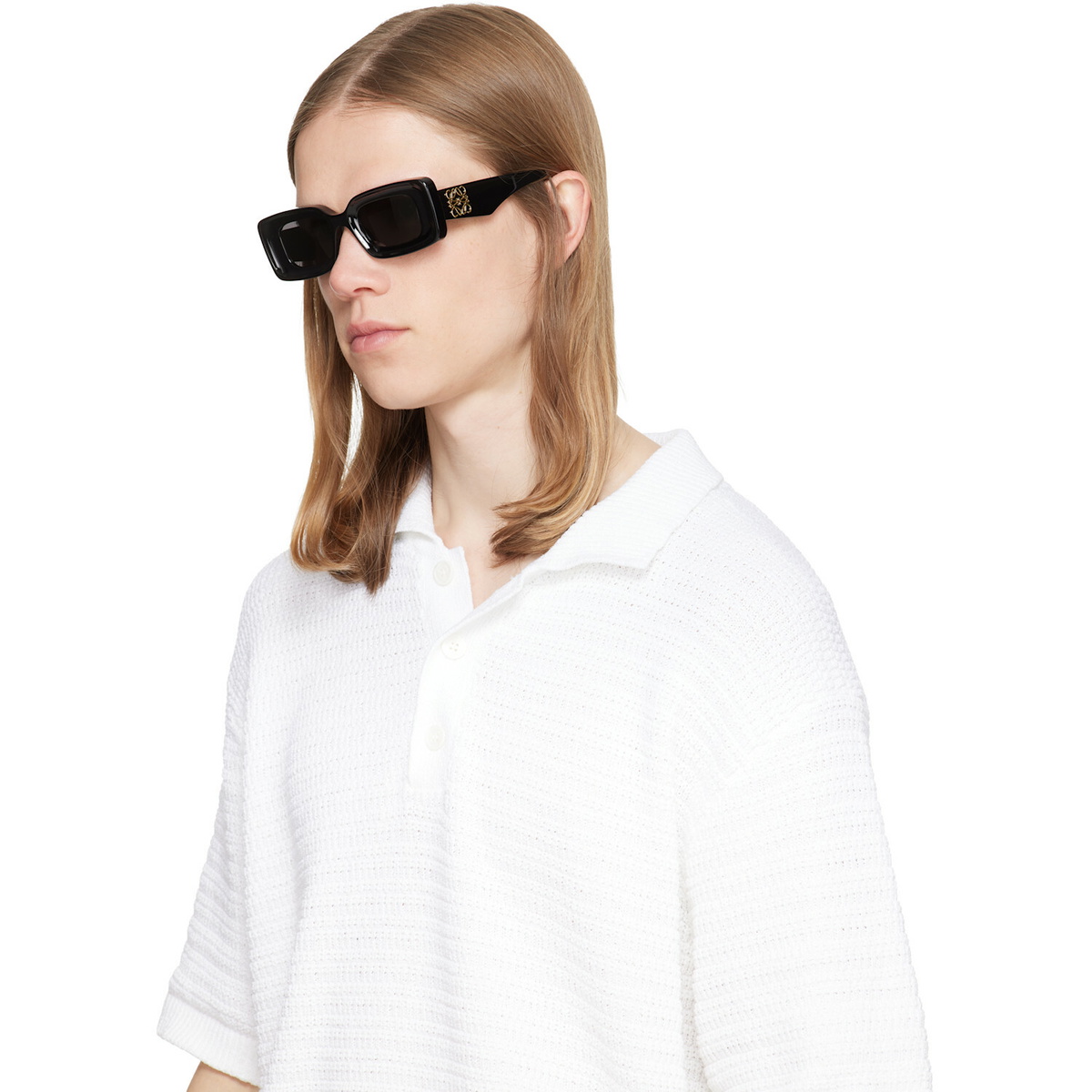 LOEWE Black Rectangular Sunglasses