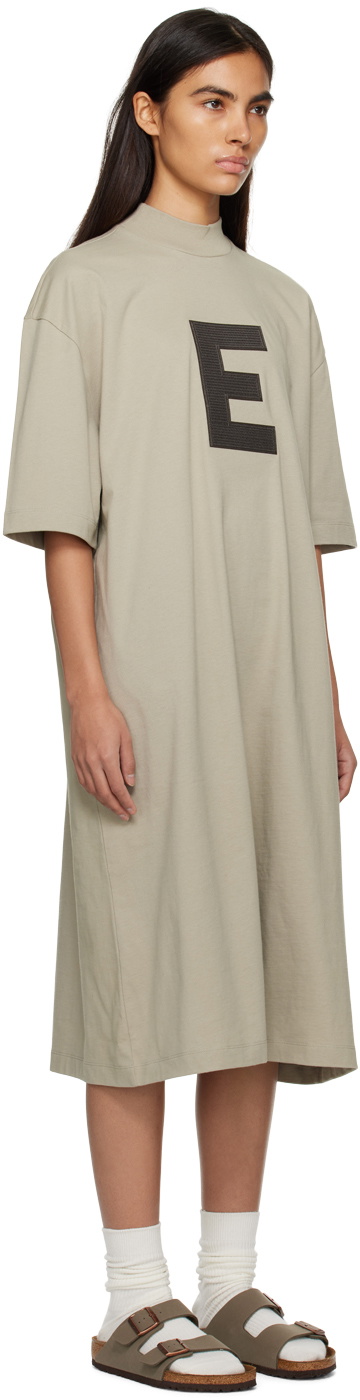 Essentials Gray Short Sleeve Midi Dress