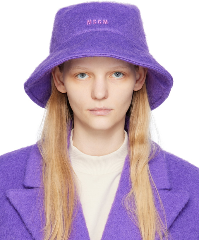 Photo: MSGM Purple Shag Knit Bucket Hat