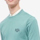 A.P.C. Men's A.P.C Rider Embroidered Logo Crew Sweat in Grey Green