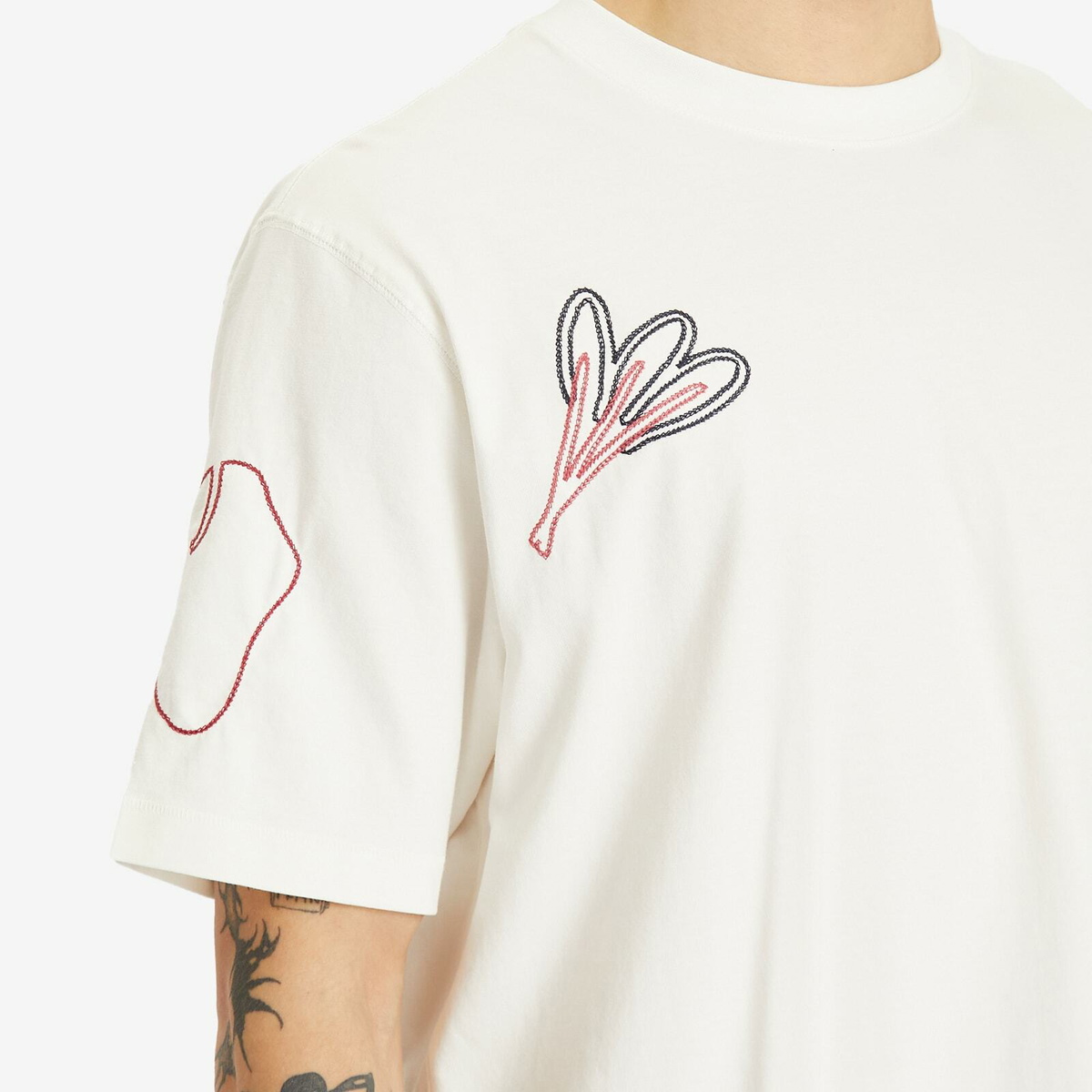 Wax London Men's Milton Embroidered T-Shirt in Ecru/Multi